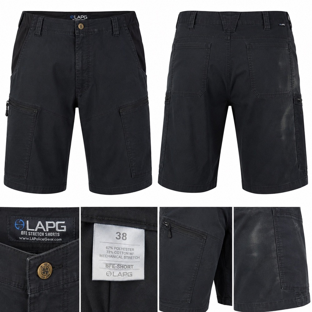LA Police Gear BFE Stretch Shorts Men 38 Black Tactical Cargo EDC Utility Hiking